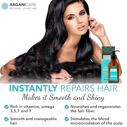 Miniatura 8 de Arganicare Aceite de argán natural para cabello seco y dañado, suero vegano para el crecimiento del cabello con aceite de jojoba diseñado para la