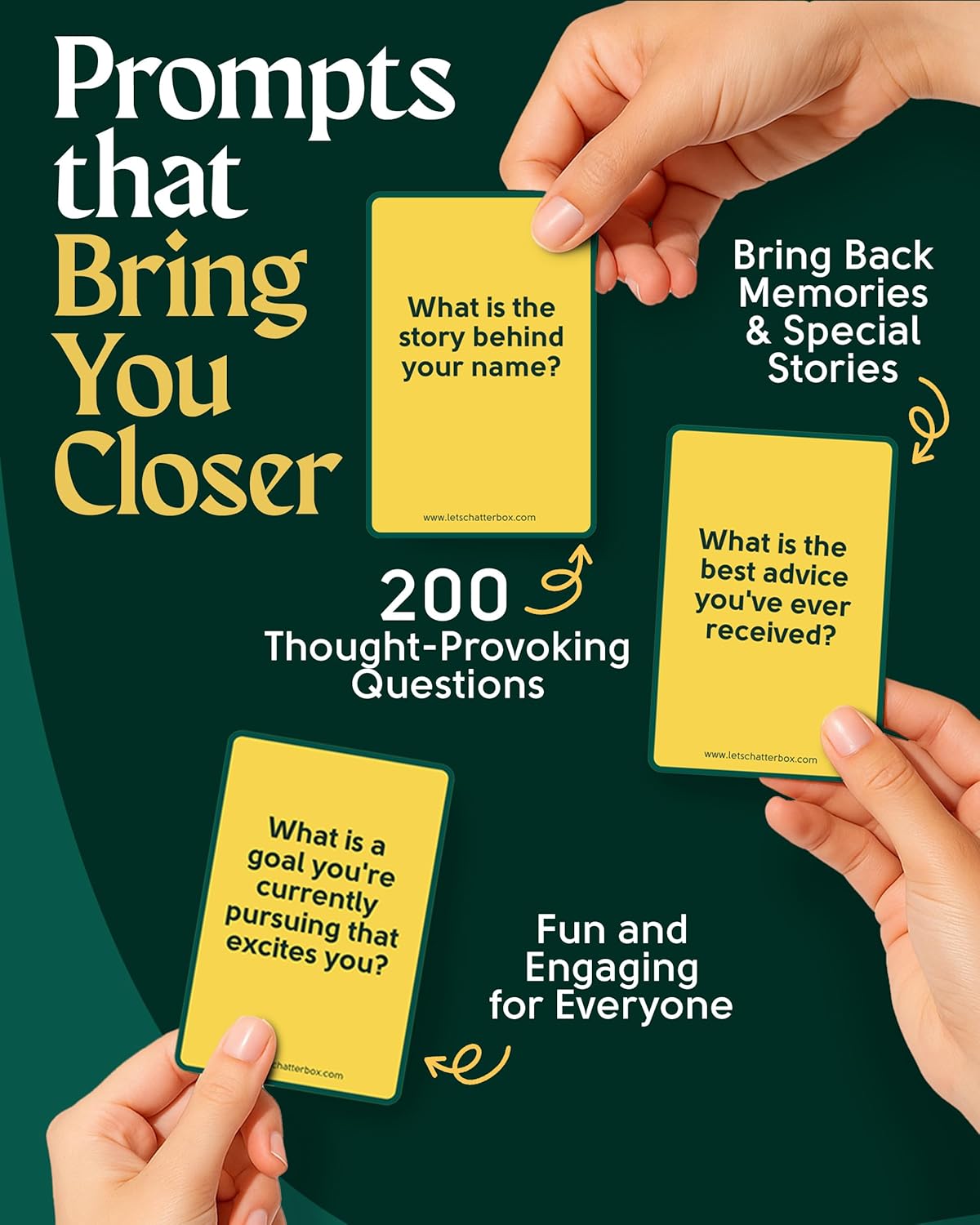 Chatterbox Conversation Cards for Families & Parents, Share Life Stories & Connect with Family & Get to Know You Game, Perfect for Game Night, Family Reunion, Dinner Table or Road Trips, 2+ Players