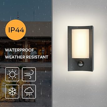 Kerry LED Outside Light with Motion Sensor, Outdoor Front Door Lighting Mains Powered, 7W 4000K IP44 Modern Anthracite Grey Aluminum Wall Mounted Lamp, Exterior PIR Fixture for Garden, Porch, Patio [Energy Class F]