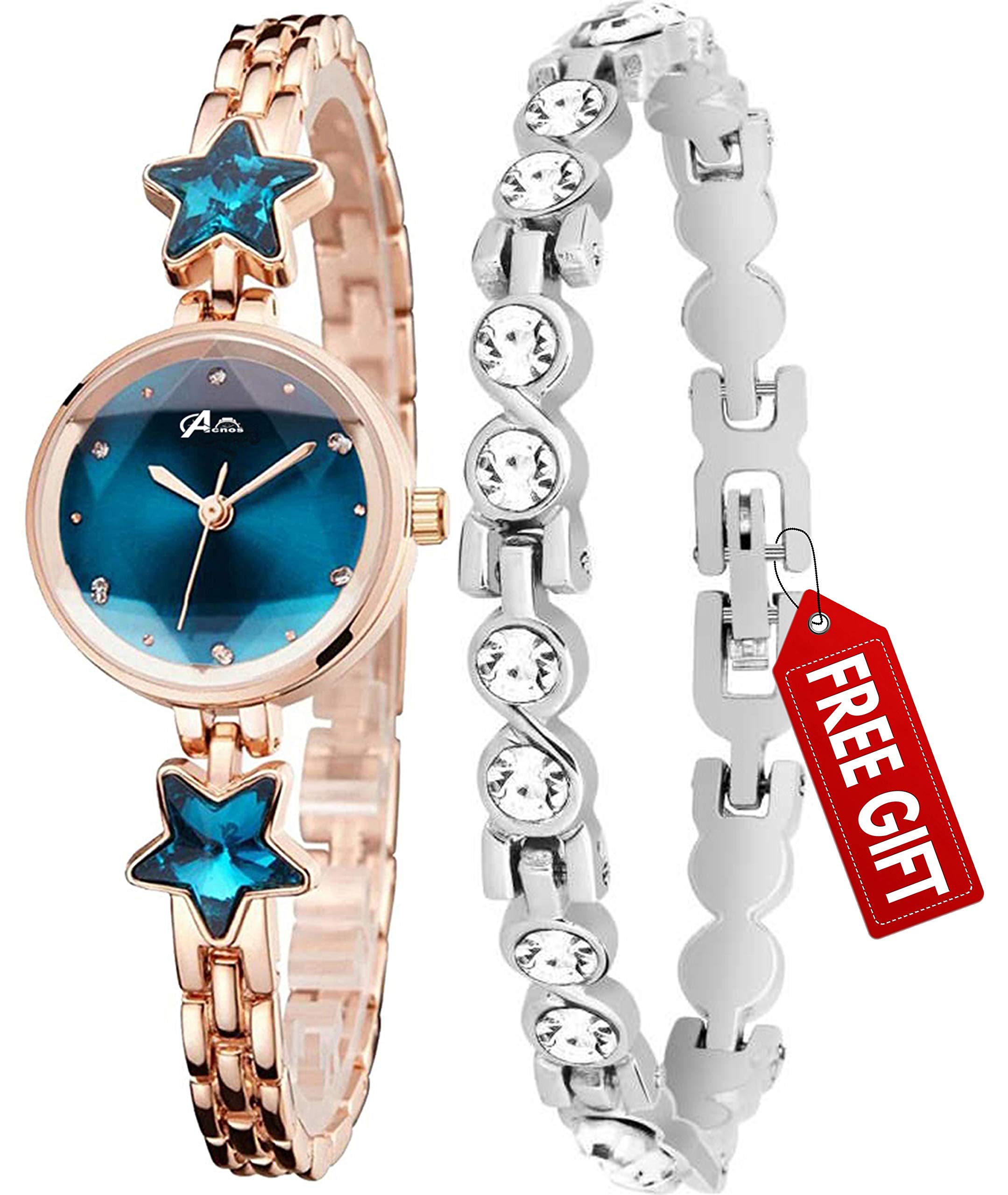 Acnos Stainless Steel Premium Luxury Analog Women Watch (Blue Dial Rose Gold Colored Strap), Rose Gold Band (B08W8TV5W6) Amazon Price History, Amazon Price Tracker