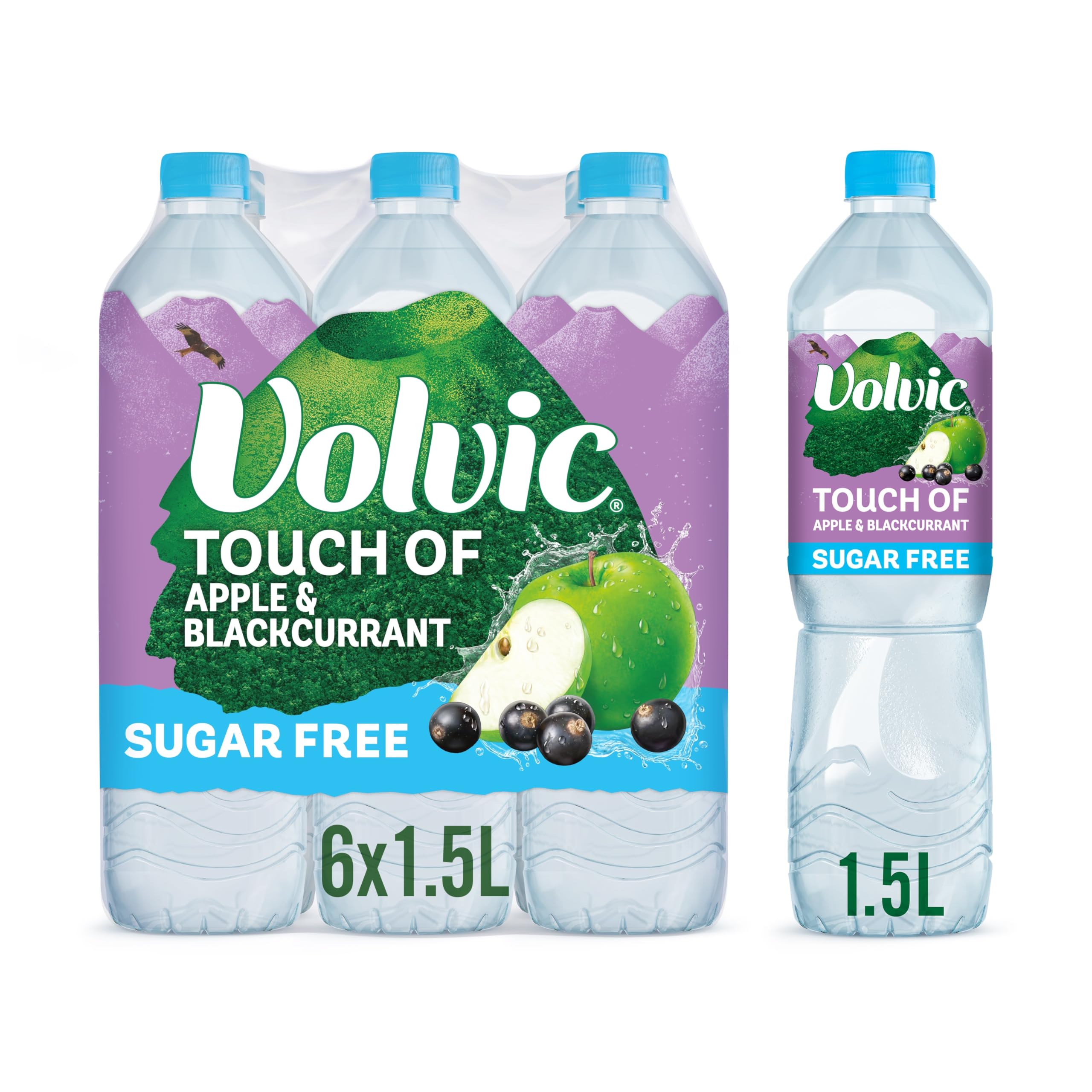 Volvic Touch of Fruit Apple & Blackcurrant Sugar Free Still Flavoured Water Multipack 6x1.5L