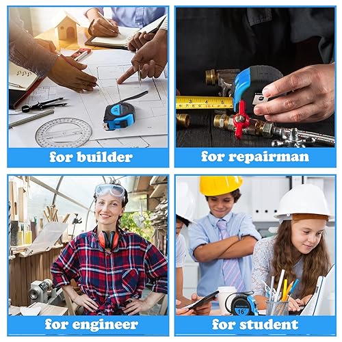 Miniatura 6 de Yunsailing Cinta métrica retráctil de 16 pies16.4 ft, cinta métrica retráctil de fácil lectura con fracciones de 18 pulgadas, cinta métrica pequeña