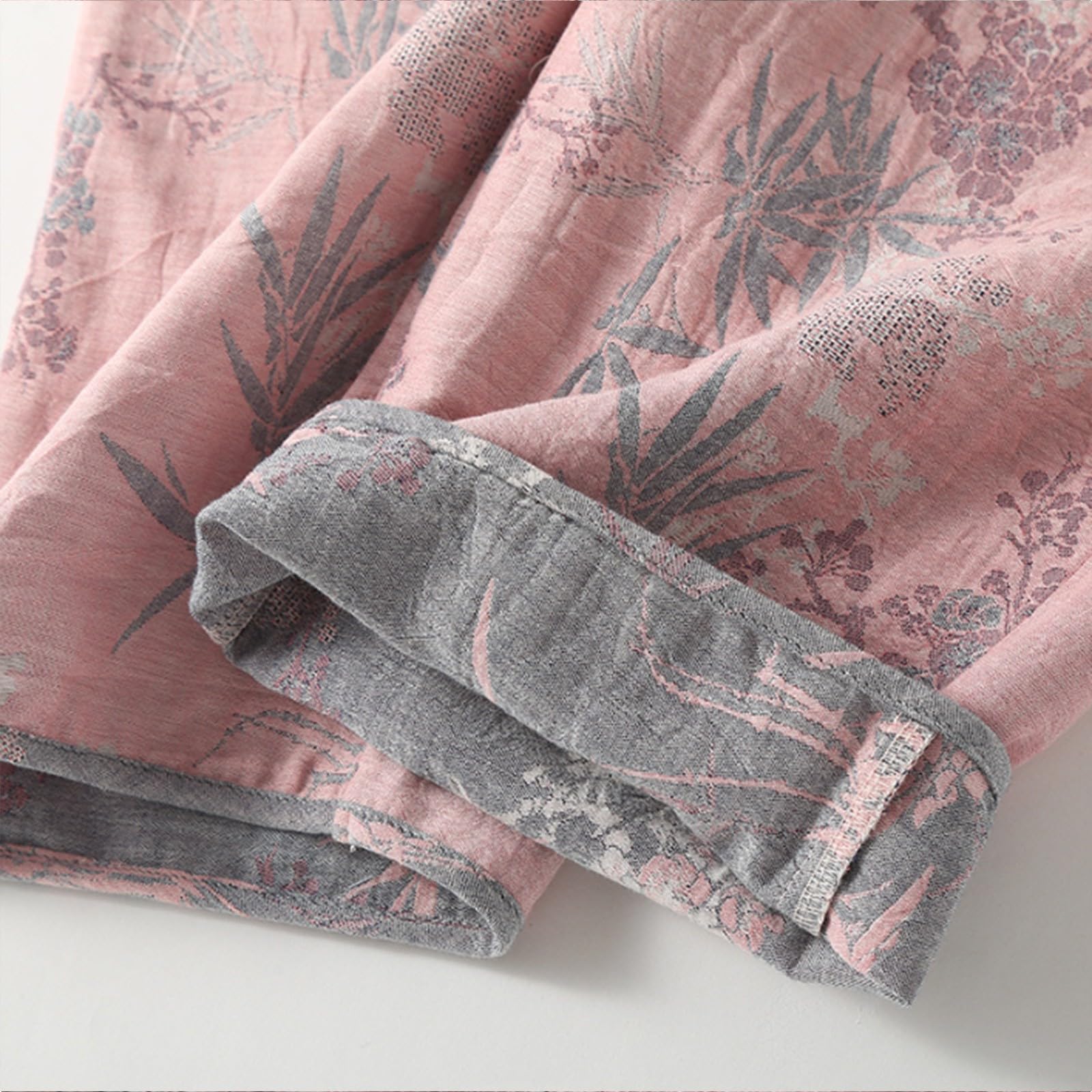 Pigiama cinese da donna grigio pigiama pantaloni da donna stile cinese Loungewear a due pezzi fibbia a disco pigiami stampati pigiama jacquard pigiama a maniche lunghe abbigliamento da notte casual