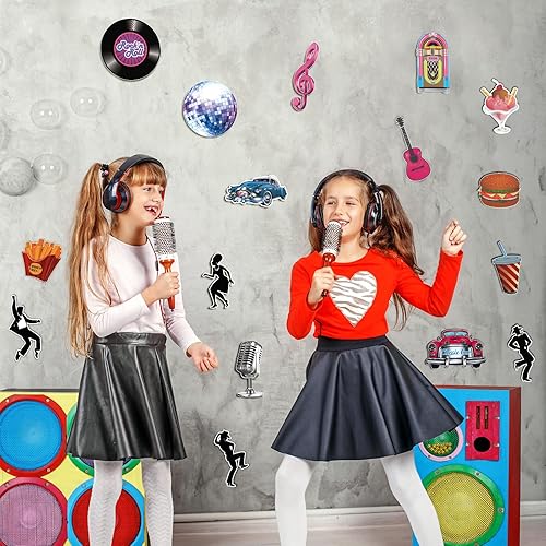 Miniatura 4 de 48 piezas de recortes de decoración de los años 50 Rock and Roll decoraciones y suministros de fiesta de los años 50, decoraciones de fiesta de los