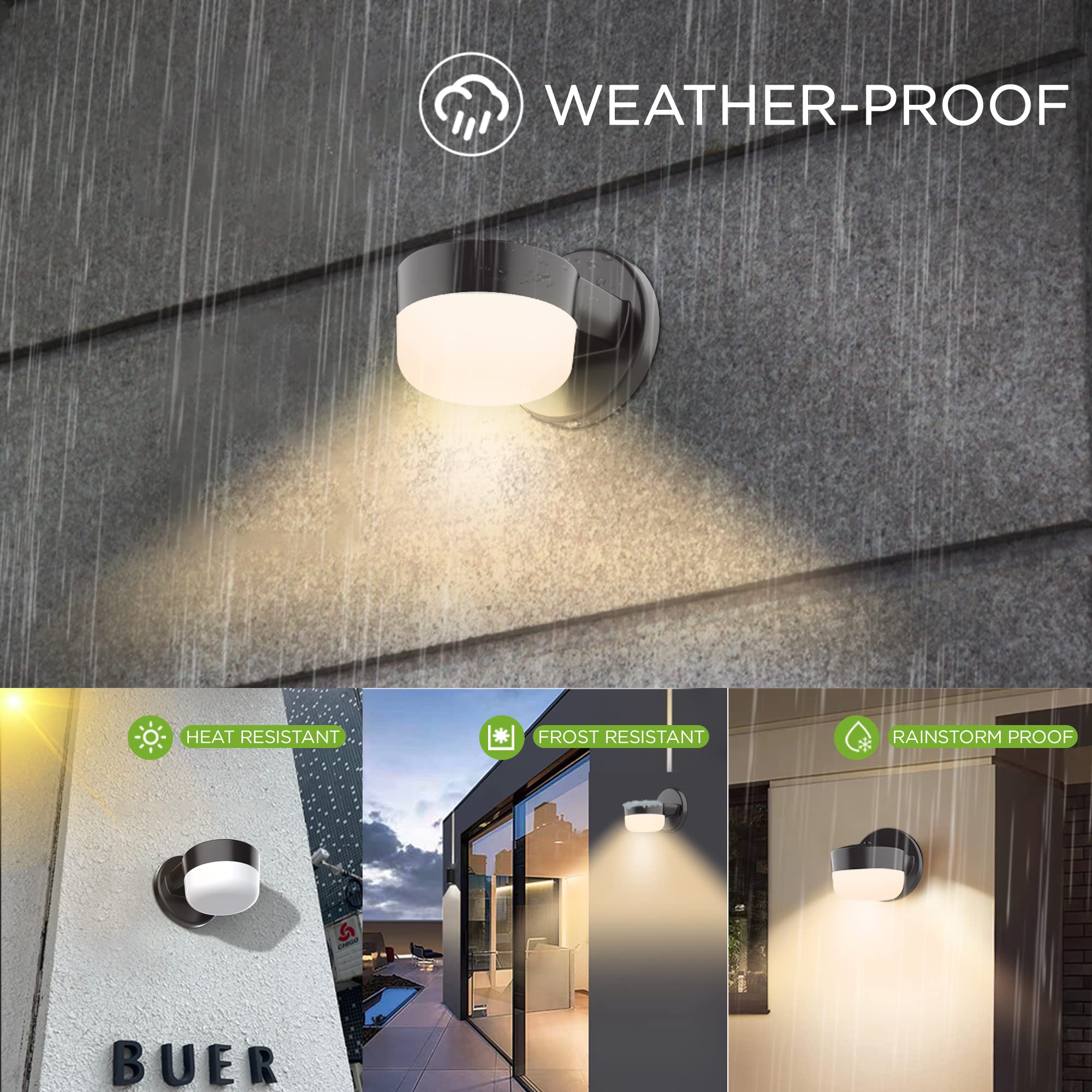 TIERONE Modern LED Wall Pack Light Security Light with Dusk to Dawn Photocell Outdoor Wall Sconce for Patio, Porch, Hallway 12W 1000LM 3000K Daylight Waterproof UL Listed 2 Pack