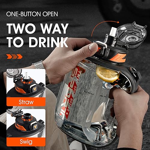 Miniatura 4 de TKK Botella de agua deportiva de 32 onzas con popote y pajilla, botella de agua de plástico de gran capacidad, apta para lavavajillas, botella de