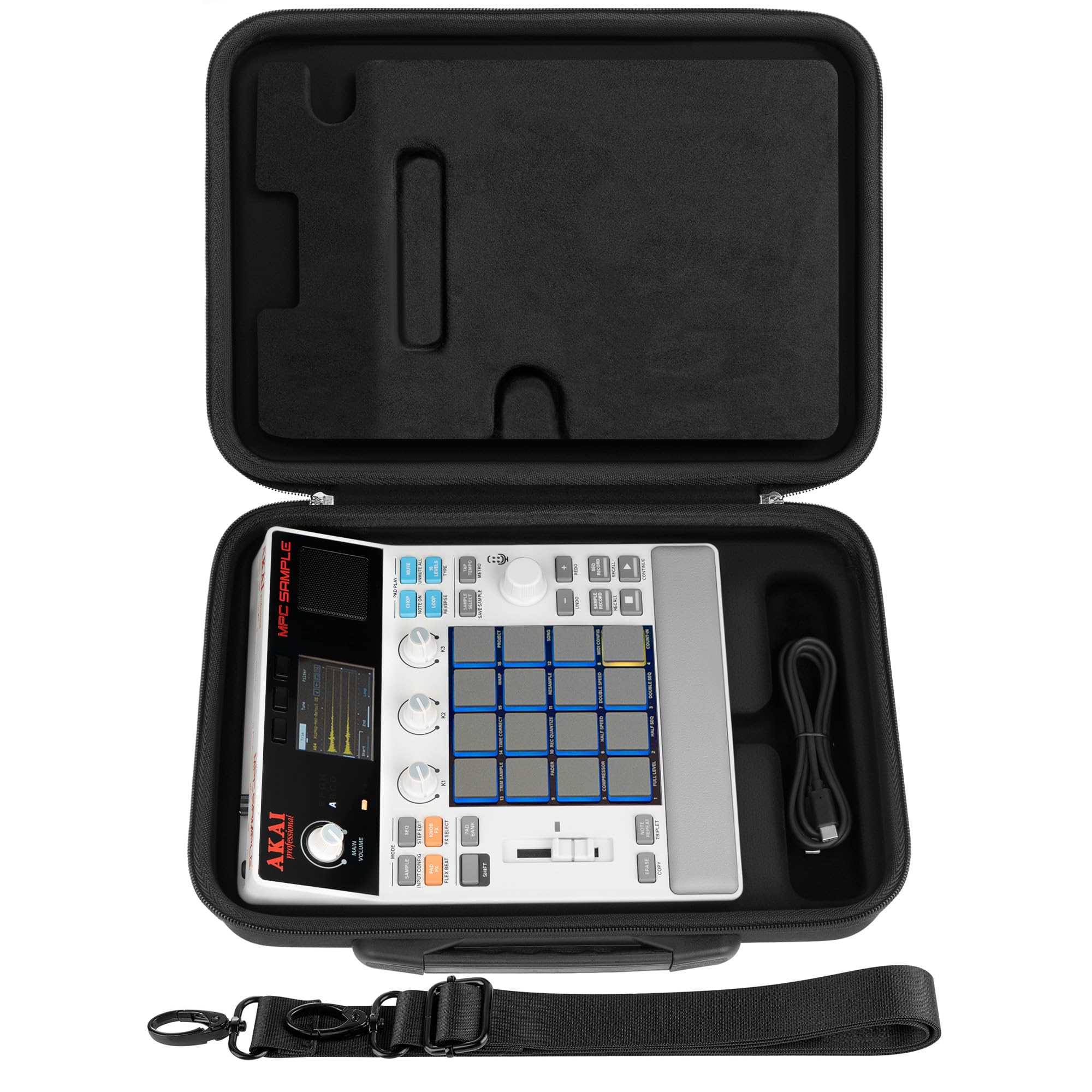 Geekria Hard Shell Travel Case Compatible with Akai Professional MPC Sample Portable Groovebox, Audio Sampler Carrying Bag (Black) - 2