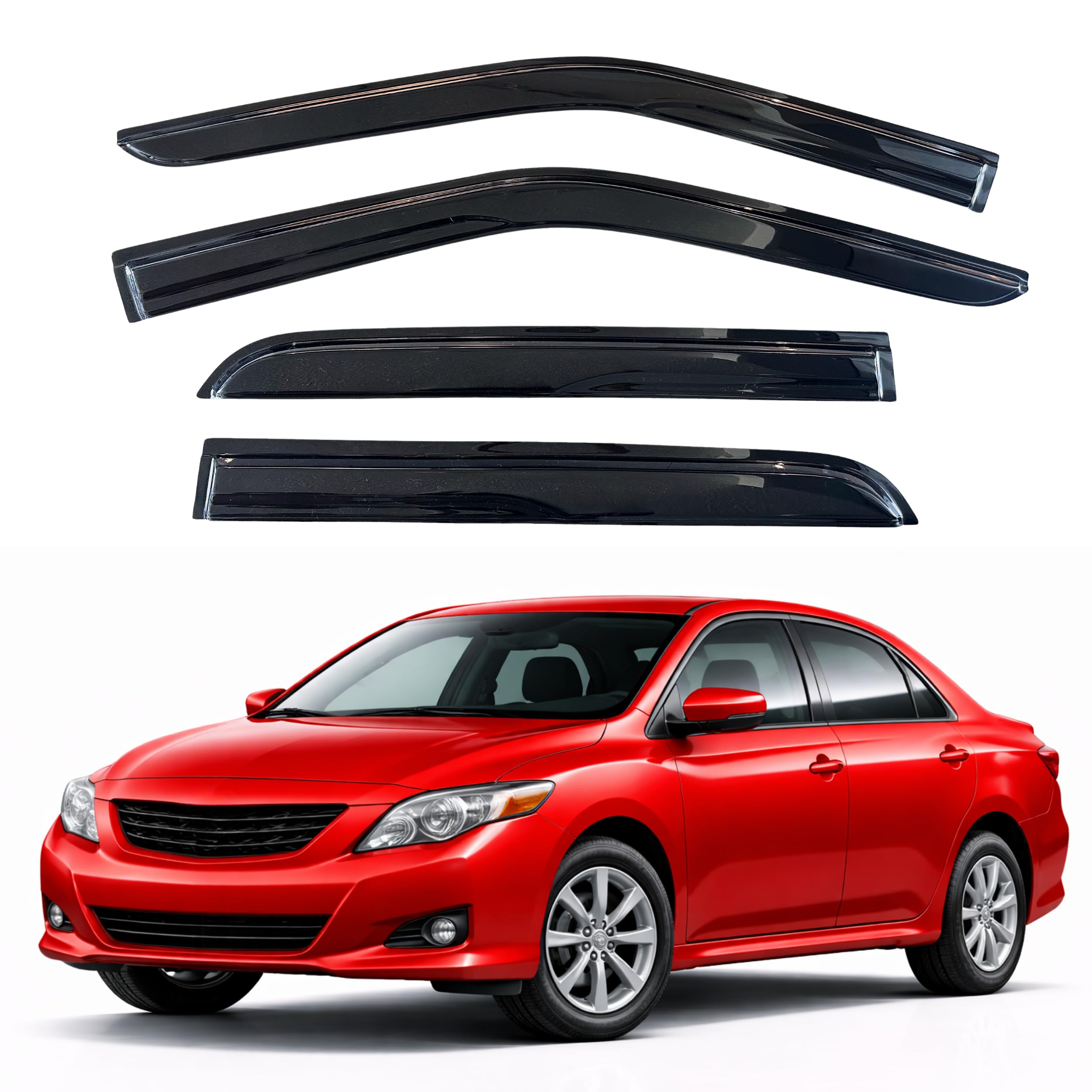 KPY Rain Guards Fit for 2003-2008 Toyota Corolla, Out-Channel Window Visors Vent Wind Deflectors 4PC, Car Accessories for 03-08 Corolla