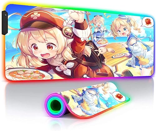 Alfombrillas de ratón para gamer, Led RGB, lindo Mause, Kawaii, accesorios de computadora, XXL, alfombrilla de escritorio, juegos de anime, linda