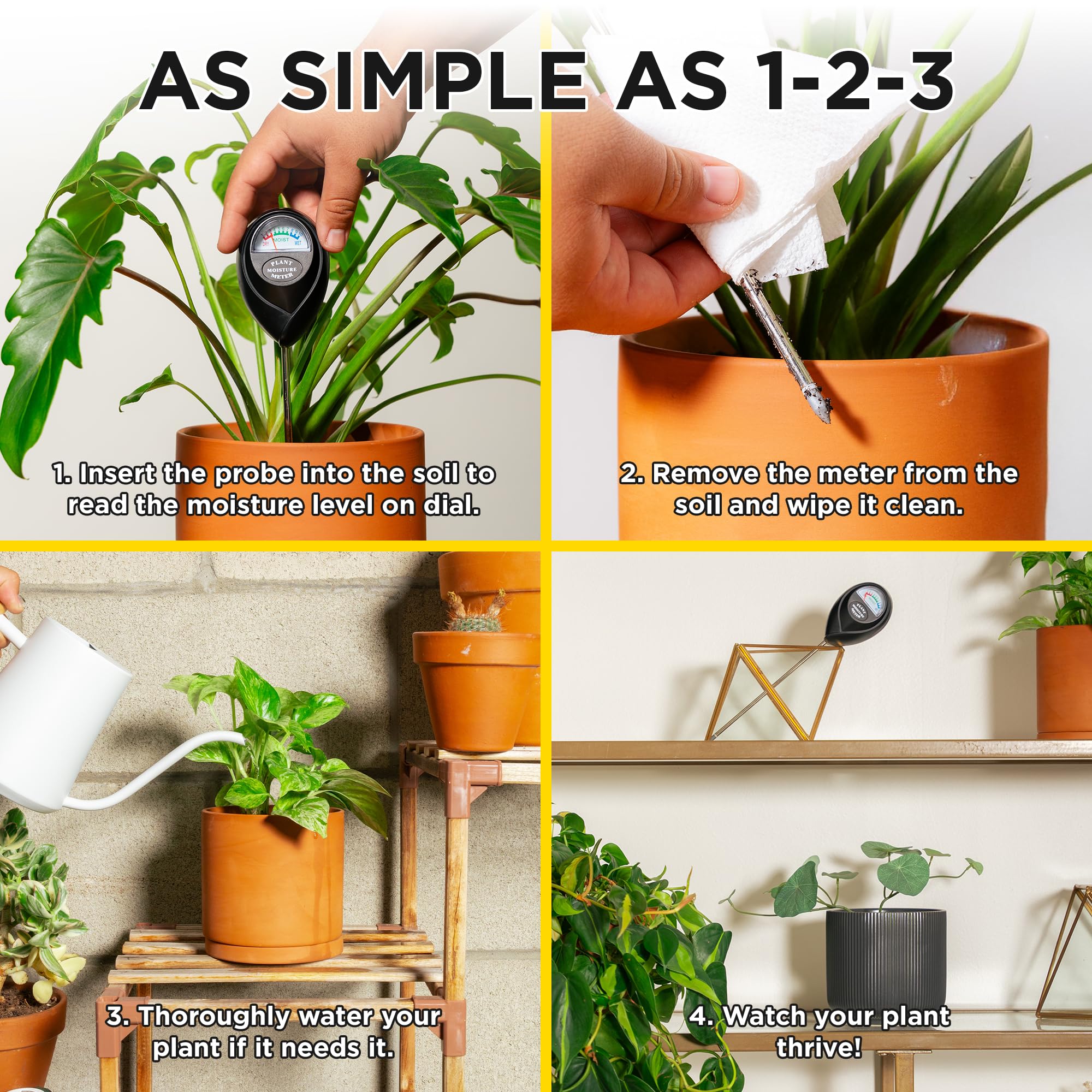 Classy Casita, Medidor de Suelo y eBook, Negro Planta Suelo Humedad Kit de Probador para el Cuidado de las Plantas, Jardinería, Agricultura, Uso Interior y Exterior
