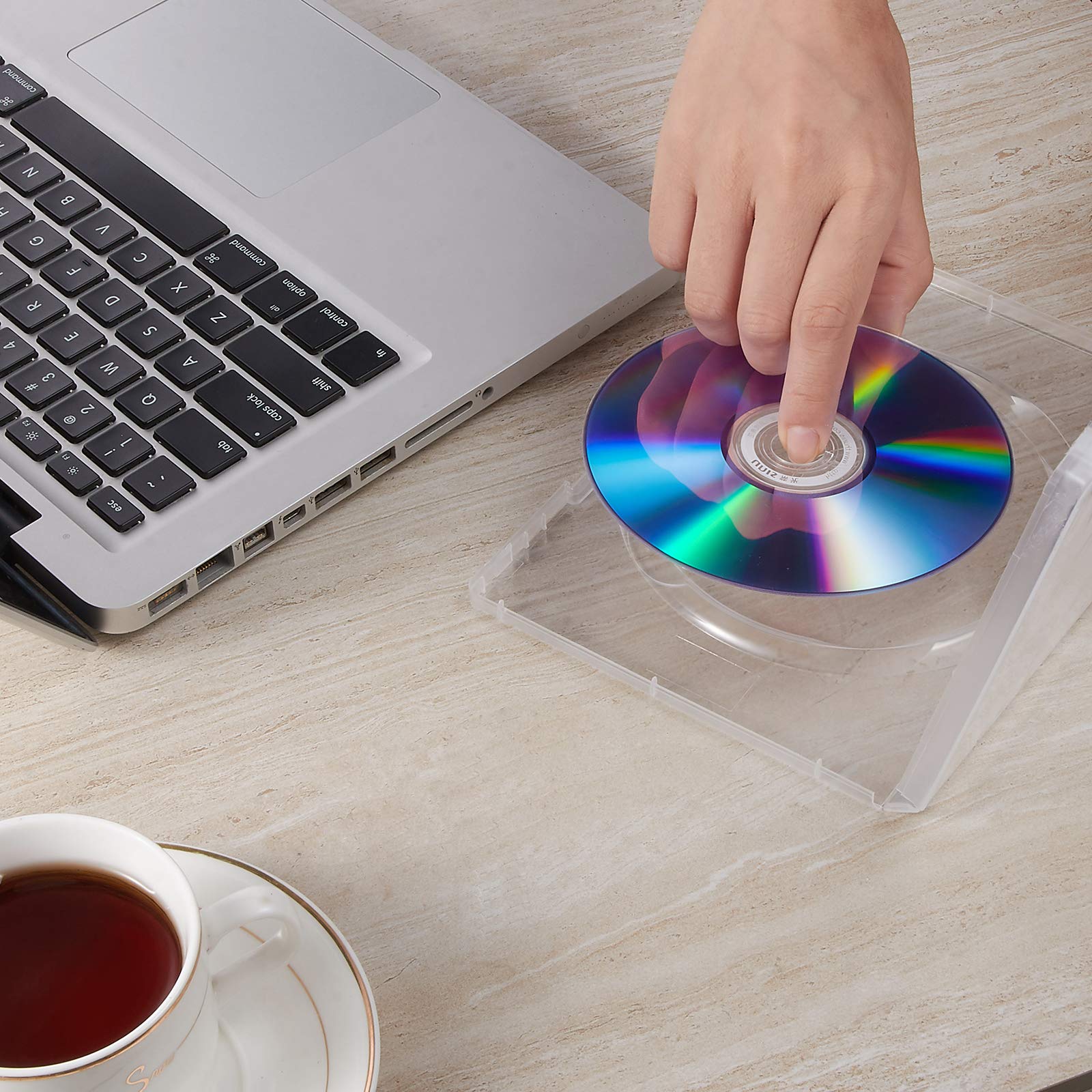 MAXTEK 14 mm único Transparente Carcasa de DVD estándar con Bolsillo Exterior Transparente Funda, 25 pcs. Disco No Incluido.
