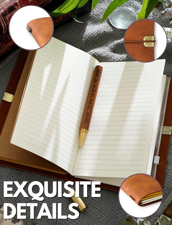 InnoBeta Tech Gifts for Men, IT Tech Guys Geek Programmer, 7.8x5 Embossed Refillable Notebook with Pen, Perfect for Christmas & Birthday