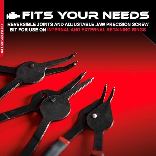 Miniatura 3 de ABN Juego de 12 alicates de anillo a presión de alta resistencia, alicates de clip C, herramientas especiales para automoción - Herramienta de