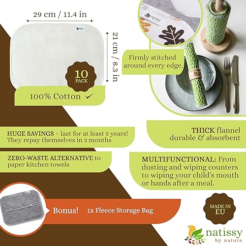 Miniatura 9 de Paperless Paper Towels, 10-Pack Organic Cotton Reusable Paper Towels Washable Roll, Washable Cloth Paper Towels, Fabric Paperless Towels for