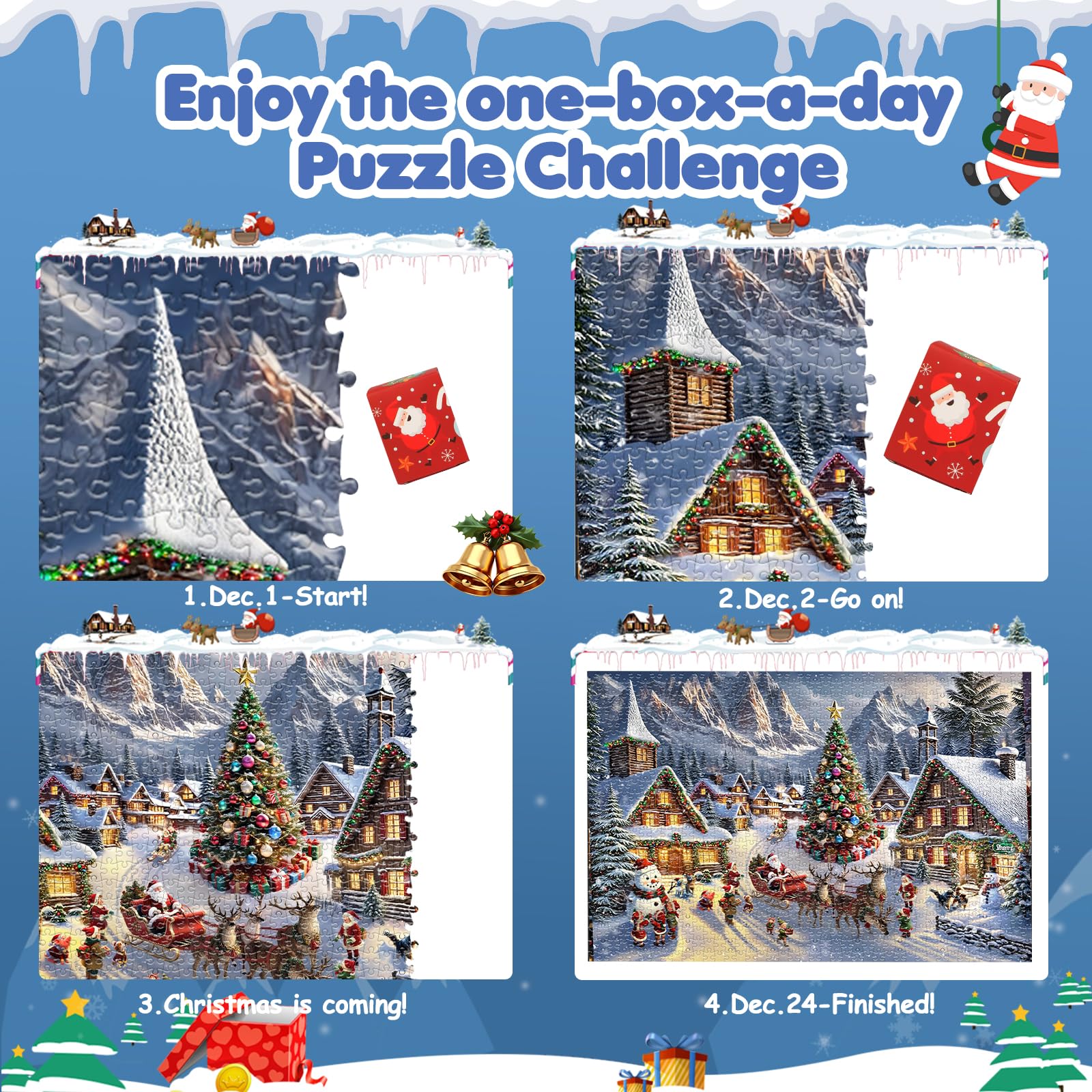 Calendario Dell'Avvento 2025 Con Puzzle 1008 Pezzi – Natale Per Adulti E Bambini, Formato 70x50cm
