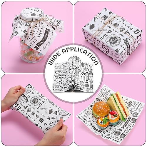 Miniatura 5 de 600 hojas de papel de cera de 12 x 12 pulgadas, resistentes a la grasa, bandejas de papel de periódico, a prueba de agua y grasa, envoltorios