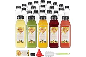 SuperLele 20Pcs 16oz Empty Plastic Juice Bottles with Caps