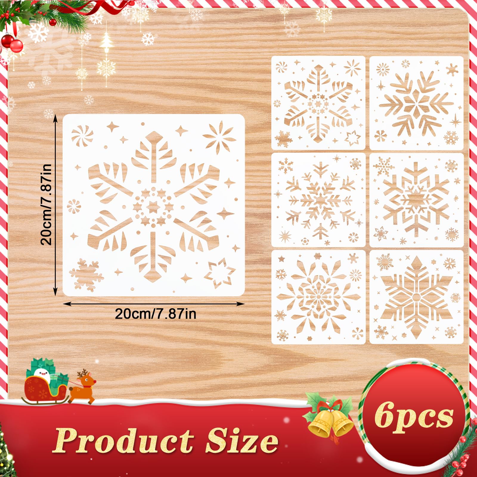 POCHOIR EN PLASTIQUE MYLAR BEIGE 21 X 29,7 Cm : Joyeux Noel