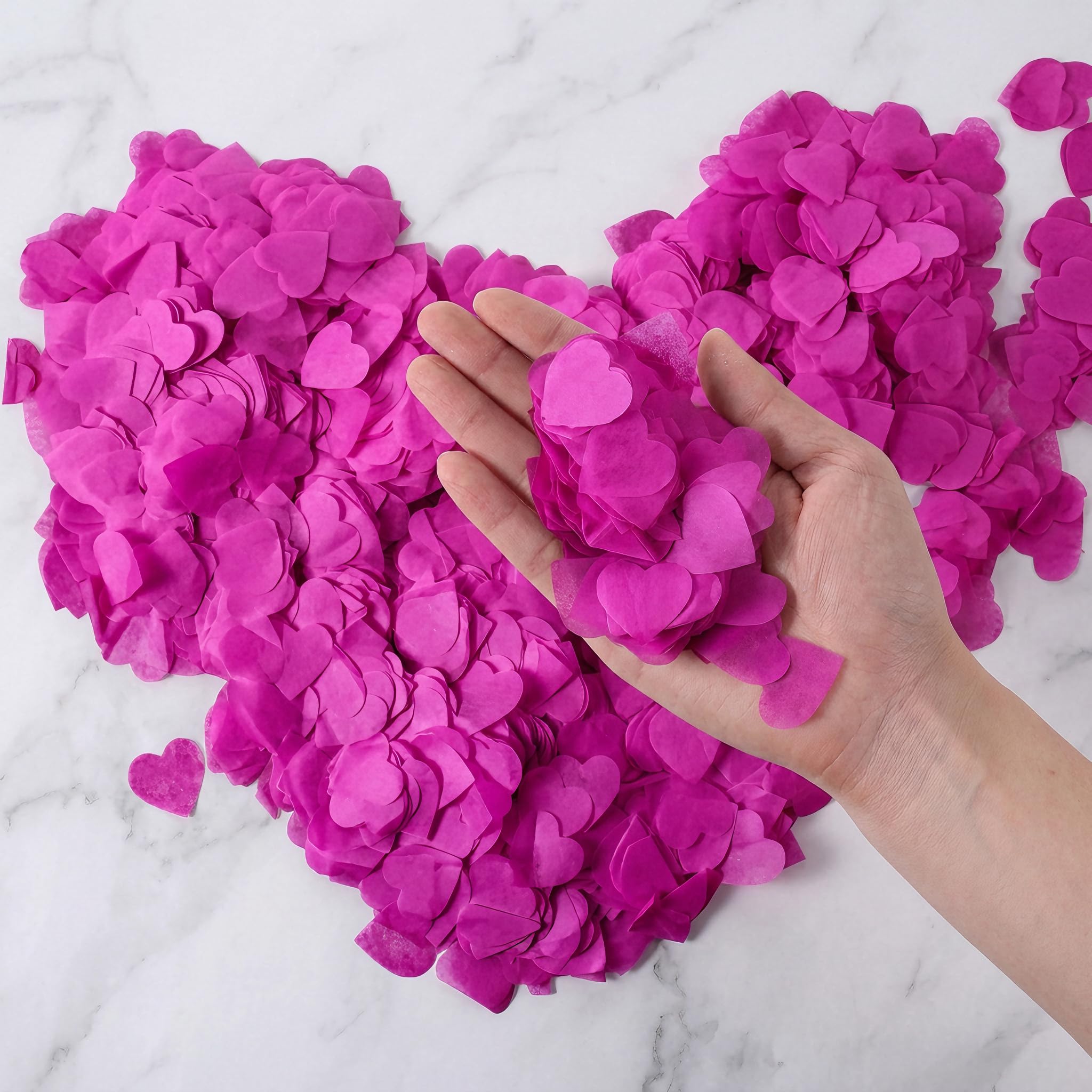 Biodegradable Heart Confetti, 2.5cm 10000Pcs Double Sided Fuchsia Paper Confetti, Table Scatter for Wedding, Valentine's Day, Hen Party, Pride Celebration & DIY Crafts(10000, Hot Pink, 2.5cm)