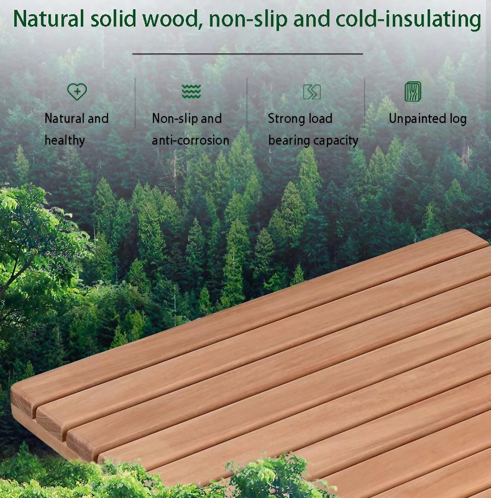 Legno Massiccio Tappetino Bagno, Pedana Doccia Legno Spazio Di 0,5 cm Scolare Rapidamente, Tappeto Doccia Antiscivolo Stabile e Resistente Alla Pressione, Tappetini Bagno per Vasca Da Bagno(40x50cm/16