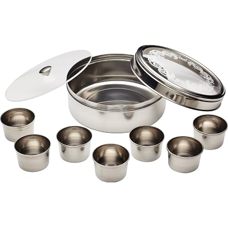 Indian Tiffin Masala Dabba – Boîte à épices hermétique en acier inoxydable de qualité alimentaire – avec étiquettes Indian Tiffin Masala Dabba – Boîte à épices hermétique en acier inoxydable de qualité alimentaire – avec étiquettes