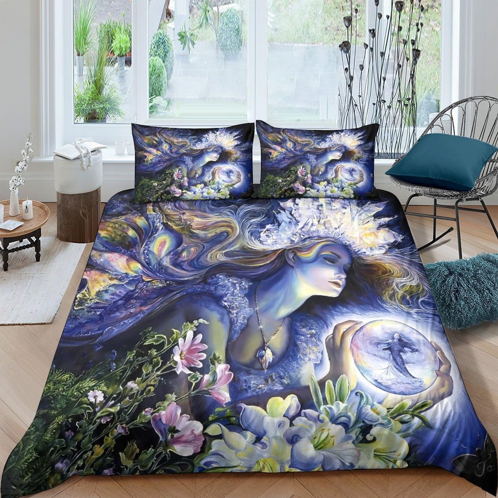 Ctjqhvkz Style-5 3D Printed Fantasy Night Fitted Sheet Microfiber Soft Artistic Mermaid Mattress Cover For Bedroom Decor Protection Single（135X200cm）