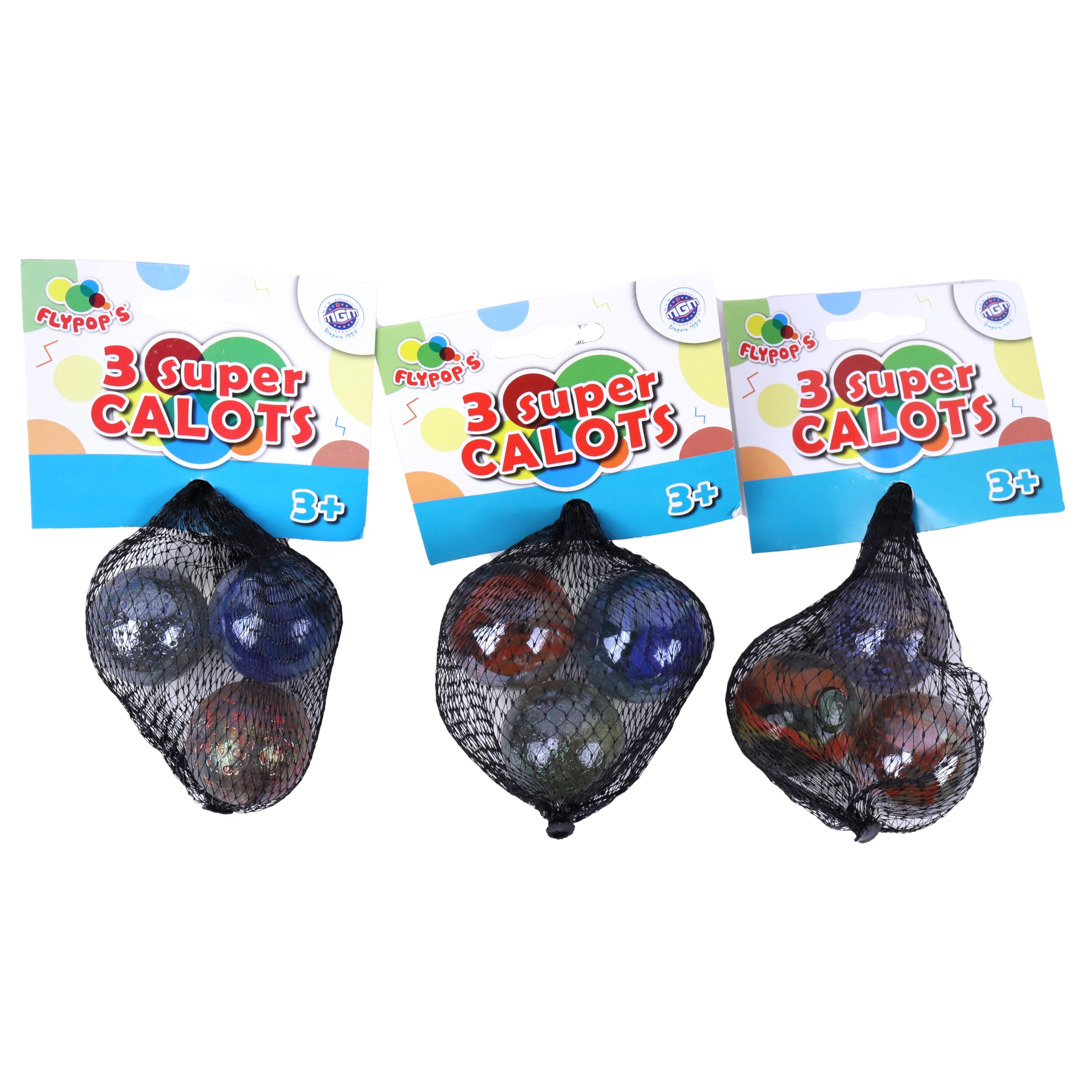 FLYPOP'S - Super Galots - Juego de Recreación - 033023 - Modelo Aleatorio - Vidrio - Tapas - Juego de Habilidad - Juguete Infantil - 3,5 cm x 3,5 cm - A Partir de 3 años.