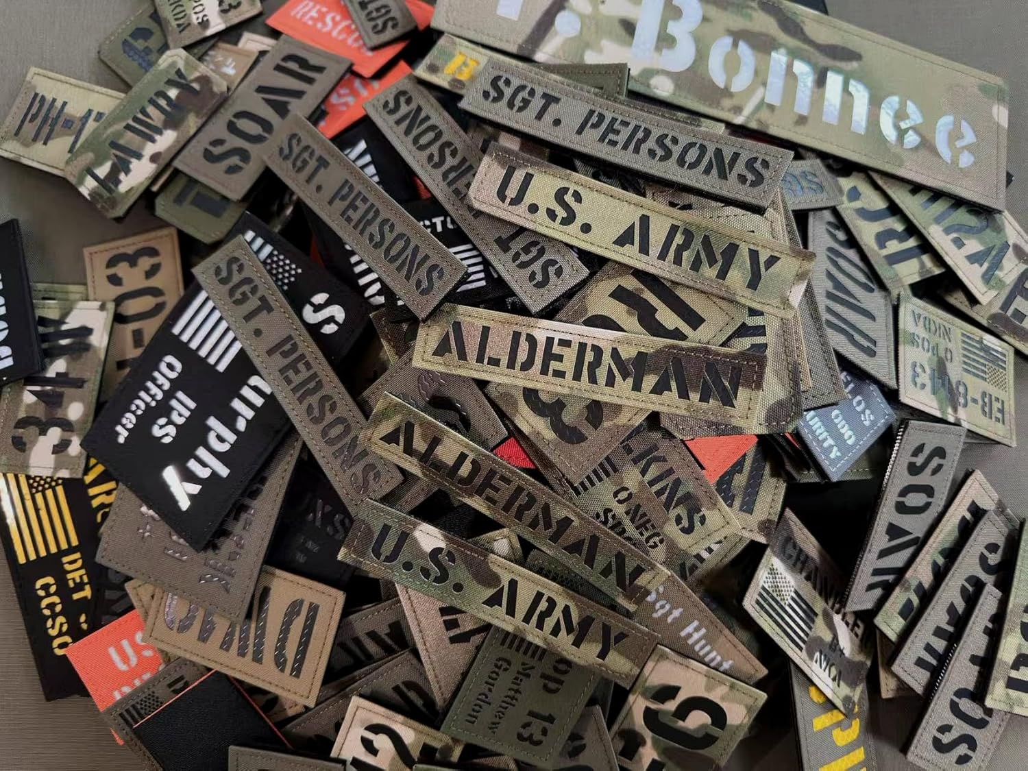 Custom Army Camouflage Name Tape – 4-Piece Set, IR Infrared Reflective Patch with Hook Loop Fastener