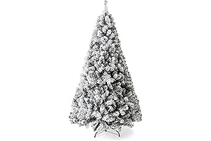 Best Choice Products Premium Unlit 7.5ft Artificial Christmas Tree, Flocked Snow Pine Tree