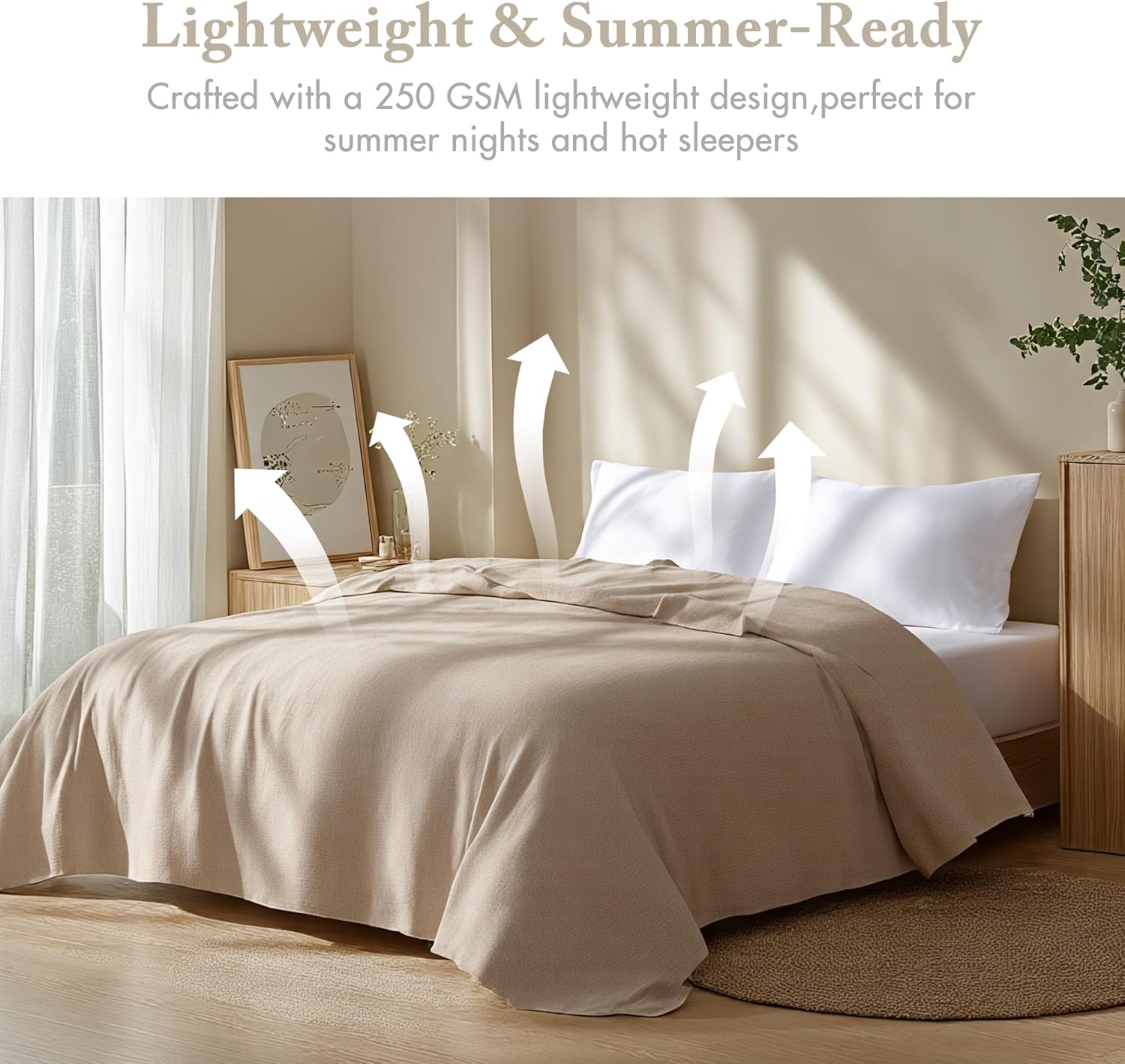 Madison Park Freshspun Basketweave Luxury Cotton Blanket Khaki 108x90" King Size Basketweave Premium Soft Cozy 100% Cotton For Bed, Couch or Sofa