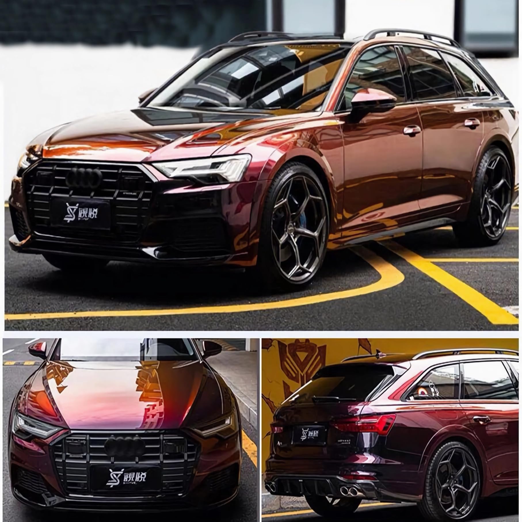 NewL Autocollant en vinyle métallique liquide rouge brillant Premium pour voiture DIY Autocollant auto-adhésif Film de Wrap rouge sang super brillant (30cm x 150cm) | Effet métal liquide rouge sang, outil inclus, auto-adhésif, canaux anti-bulles, pour int