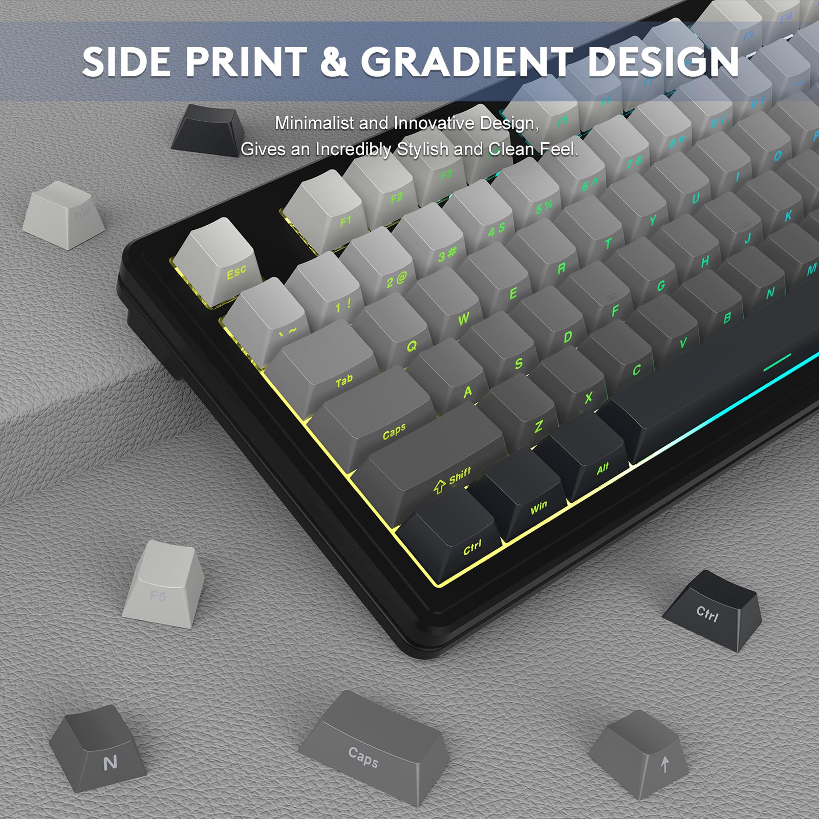 MAMBASNAKEx Attack Shark M87 Teclado mecánico inalámbrico para Juegos TKL, retroiluminación RGB, Compacto, Intercambiable en Caliente, programable por Gasket, USB-C/Bluetooth/2.4 GHz, 4600 mAh, Negro