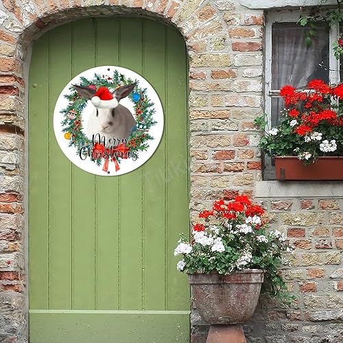 Miniatura 6 de Letrero de metal de bienvenida, corona de conejo de Navidad, letrero de lata de metal rústico, decoración de pared para el hogar, cocina, bar,