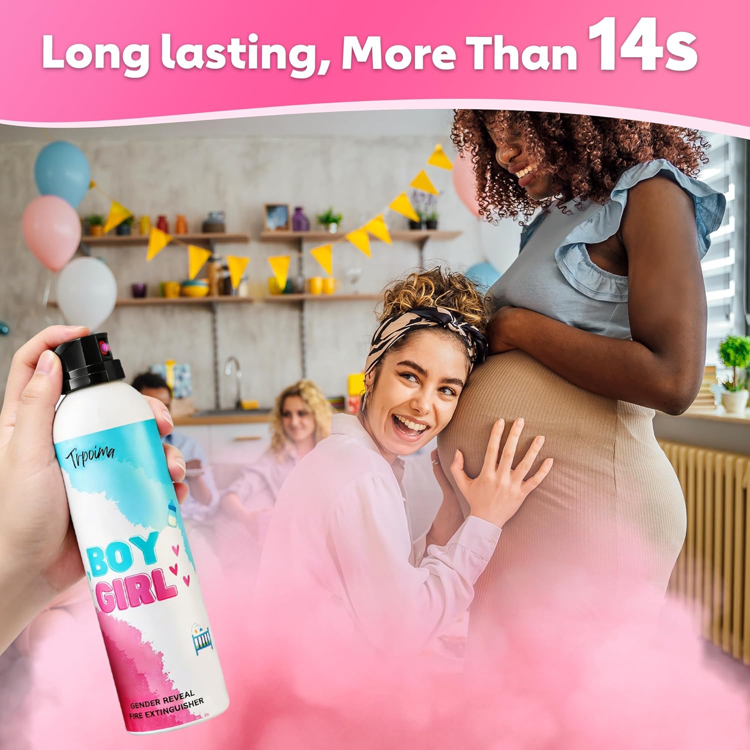 Large Gender Reveal Fire Extinguisher Set for Newborn Baby, 4Pcs Pink Gender Reveal Smoke Bombs, Biodegradable Color Blaster for Cool Gender Reveal Ideas, Confetti Power Cannon Shooter Party Supplies