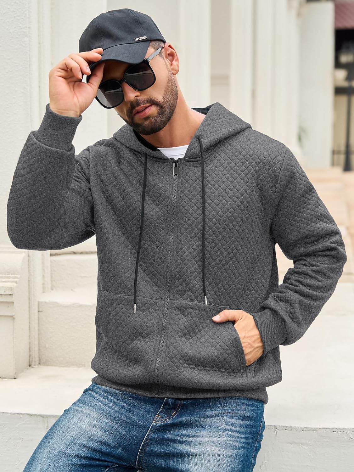 Auxo Mens Zip Up Hoodie Full-Zip Hooded Sweatshirts Heavyweight Sherpa Hoodies Fleece Jackets Winter Warm Coats - Image 11