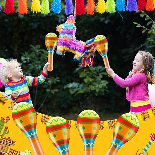 Miniatura 5 de Lenwen 6 globos inflables de maracas de 16 pulgadas y 24 pulgadas para decoración de fiesta mexicana, decoración inflable grande para interiores y