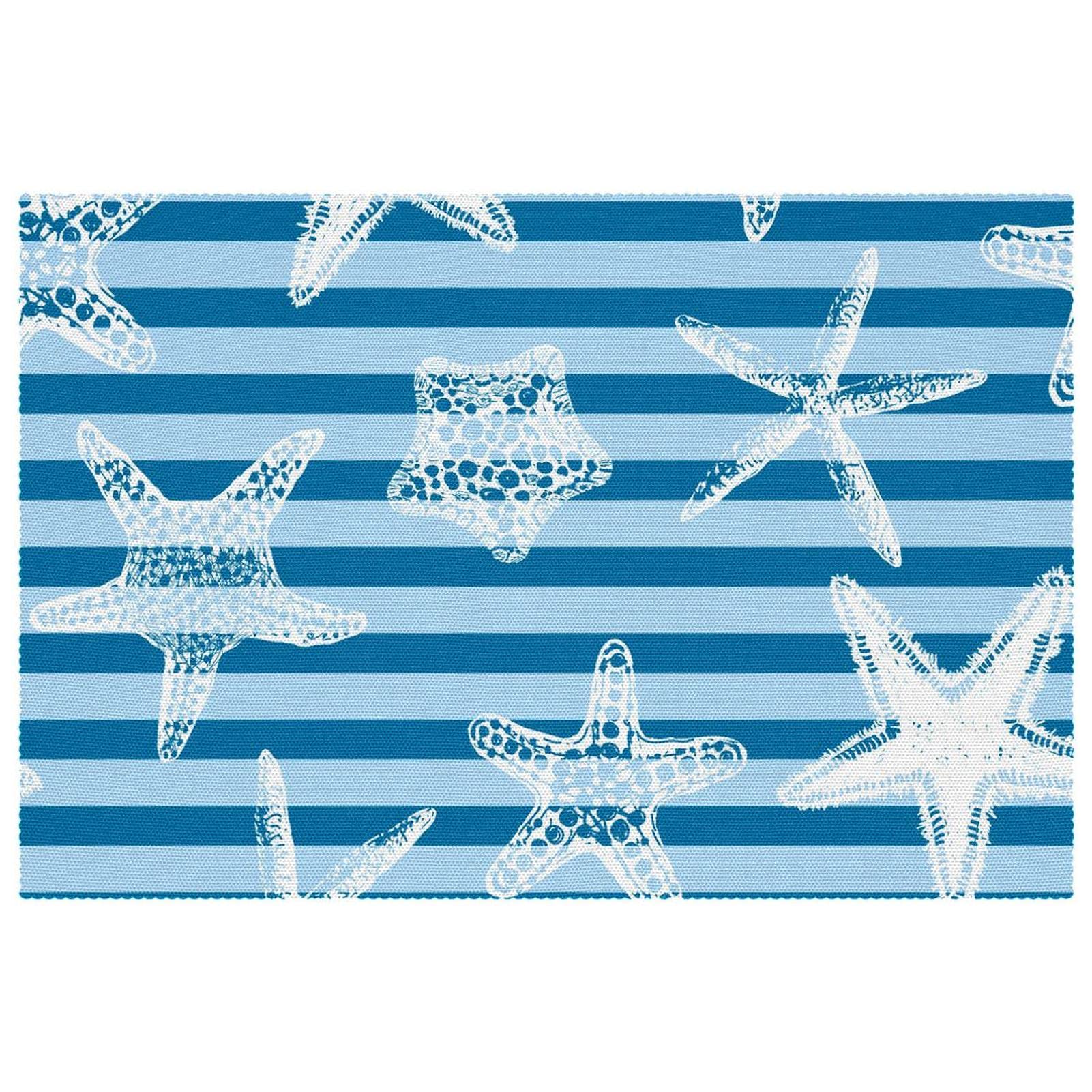 Set de table résistant à la chaleur et antidérapant à rayures bleues chic lot de 6