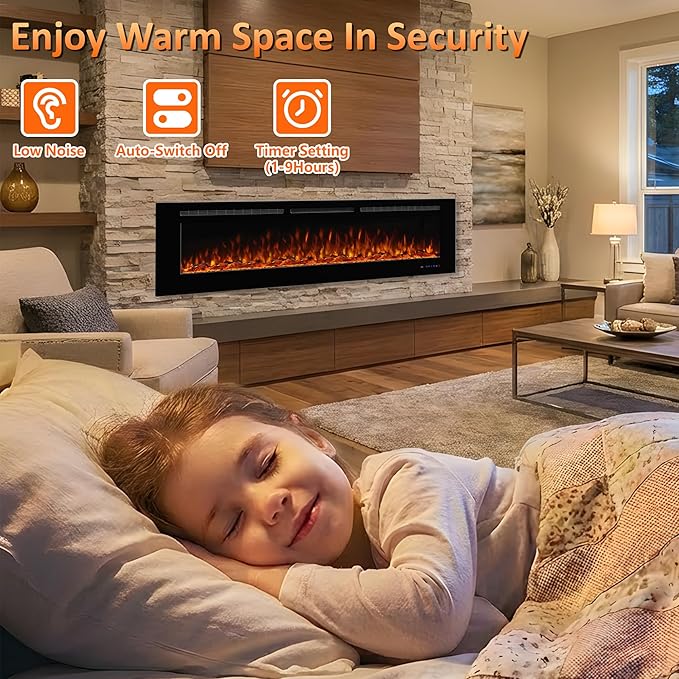 Chimenea Eléctrica Dreamflame 40 Pulgadas, Empotrable, Negro miniatura 6