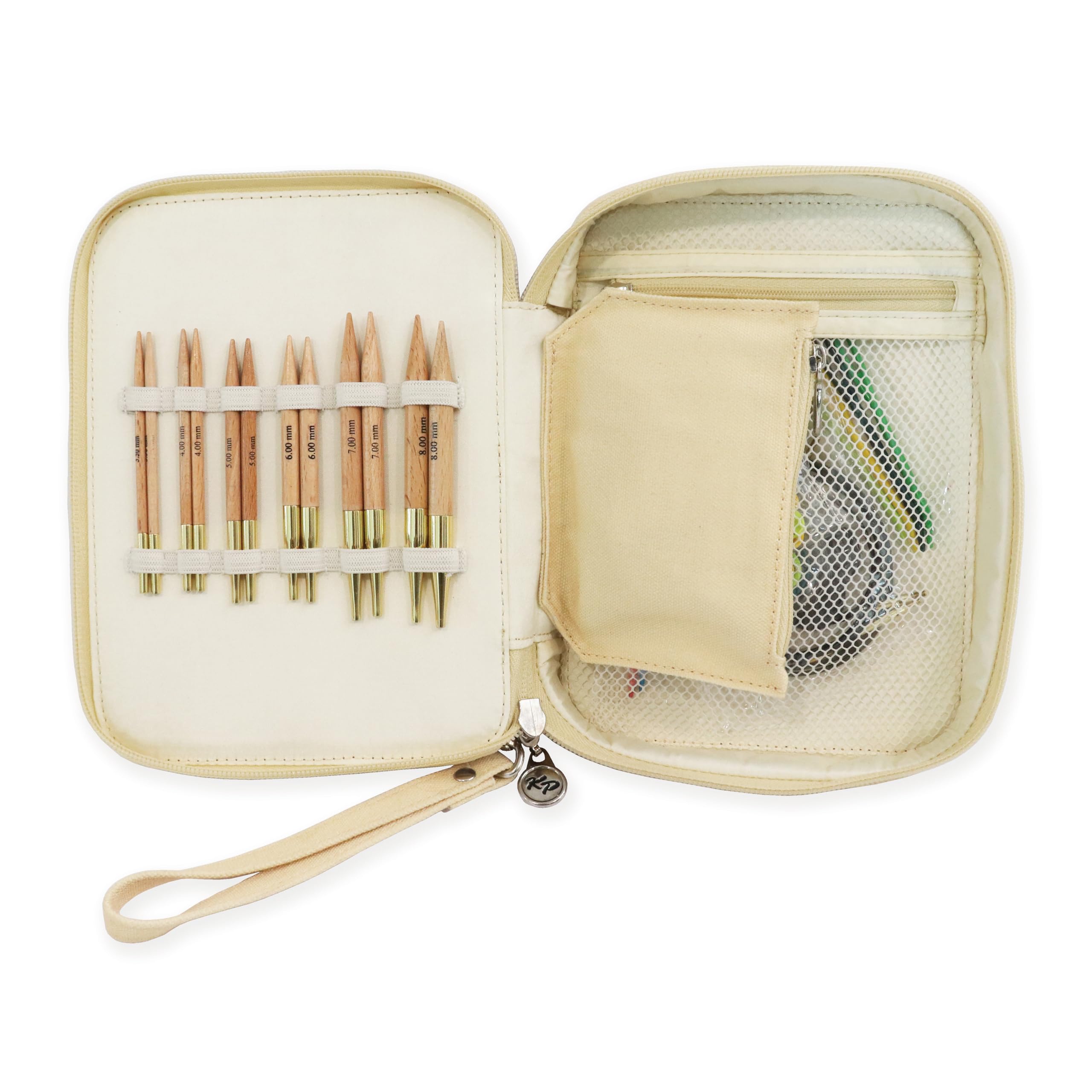 KNITPRO Basix Starter, Buchenholz-Nadelspitzen Set + Zubehör, Art. 35765, bambus