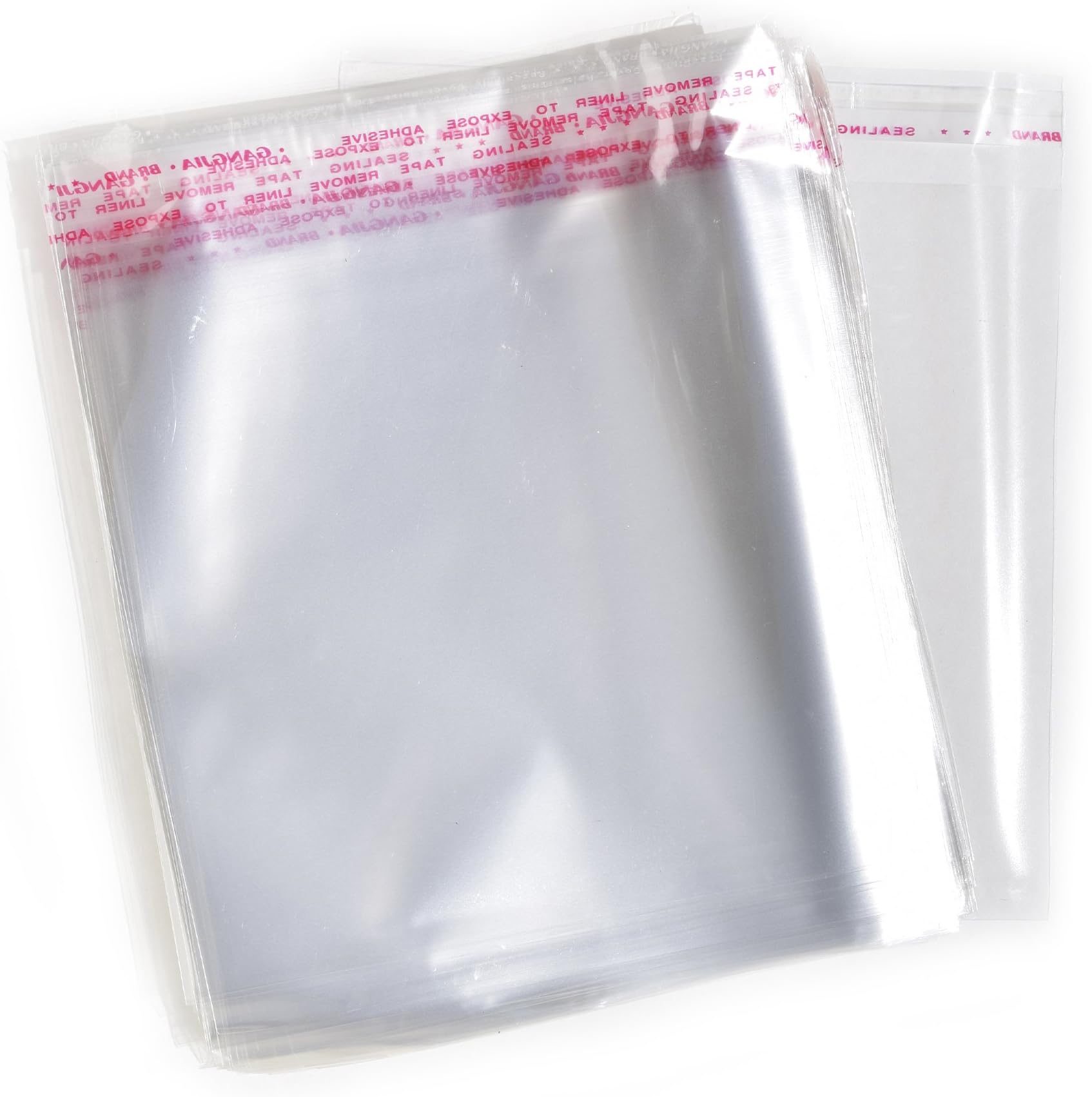 100 Square 6.5" Crystal Clear Flat Resealable Envelopes - 6 1/2" x 6 1/2" or 6.5 x 6.5 Cello Style Poly Bags with Lip Tape - Fits 6" to 6 1/4” Square Card with or Without a Paper Envelope