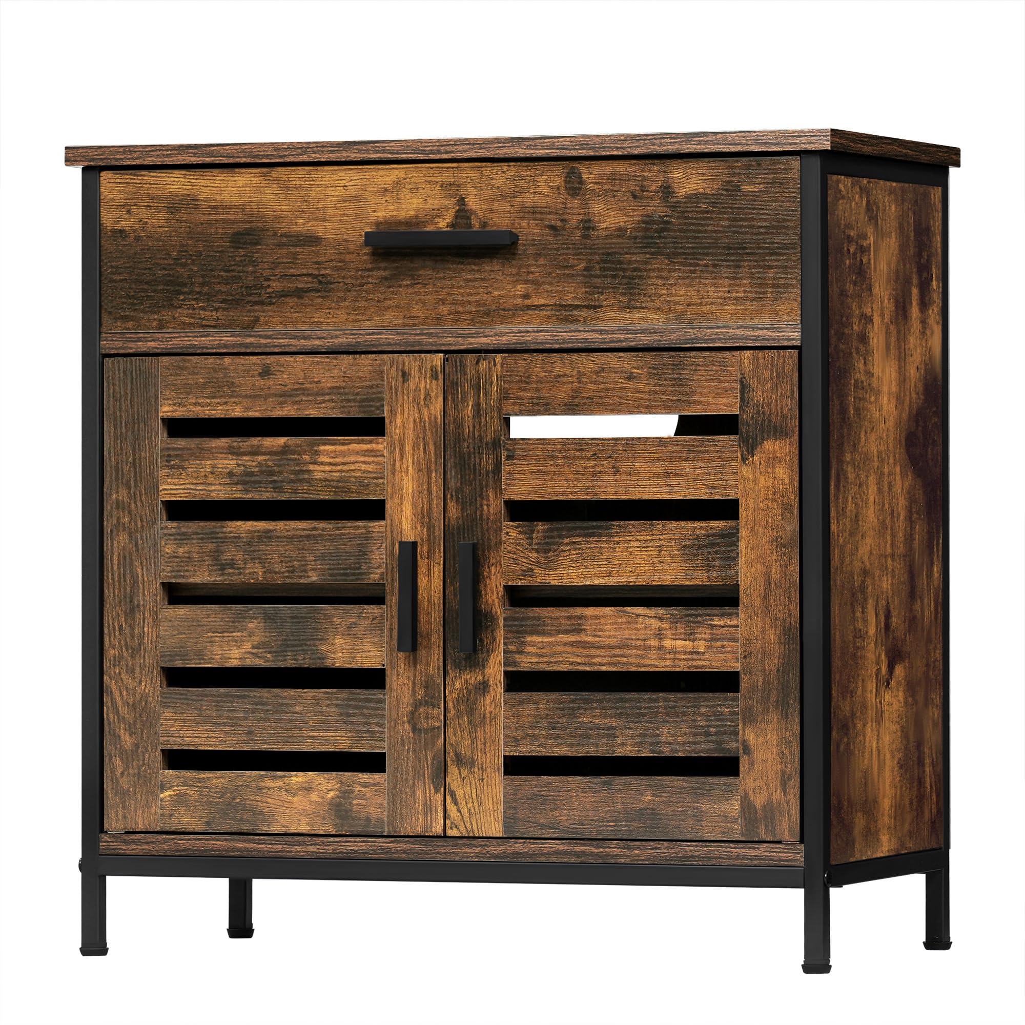 EUGAD Mobiletto, Mobile Lavabo, Mobile Bagno, con 1 Cassetto Grande, 2 Ante a Ribalta, Ripiano Regolabile, MDF, 60x30x60cm, Marrone Rustico