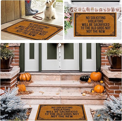 Miniatura 5 de Felpudo con texto en inglés No Soliciting Violators Will Be Sacrificed to The Old Gods, tapete de bienvenida para puerta delantera, tapete