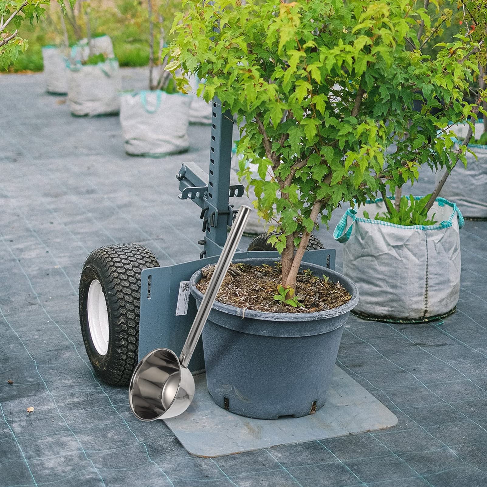 Cabilock 1 pelle d'arrosage de jardinage à long manche en acier inoxydable – Louche à long manche en acier inoxydable pour servir et arroser facilement la soupe – Parfait pour la maison et le jardin