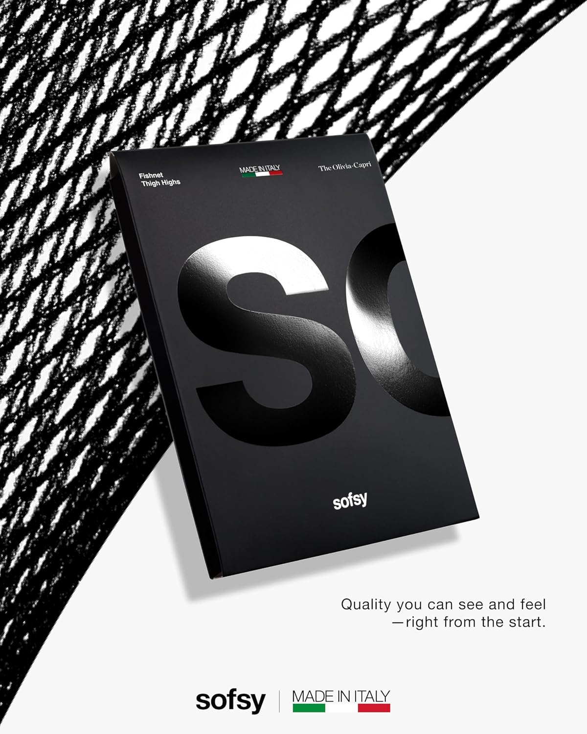 sofsy 10-Year Hosiery Craftsmanship - Italian-Made Fishnet Stockings for Women | Soft Dual Silicone Lace Top Thigh Highs - Image 6