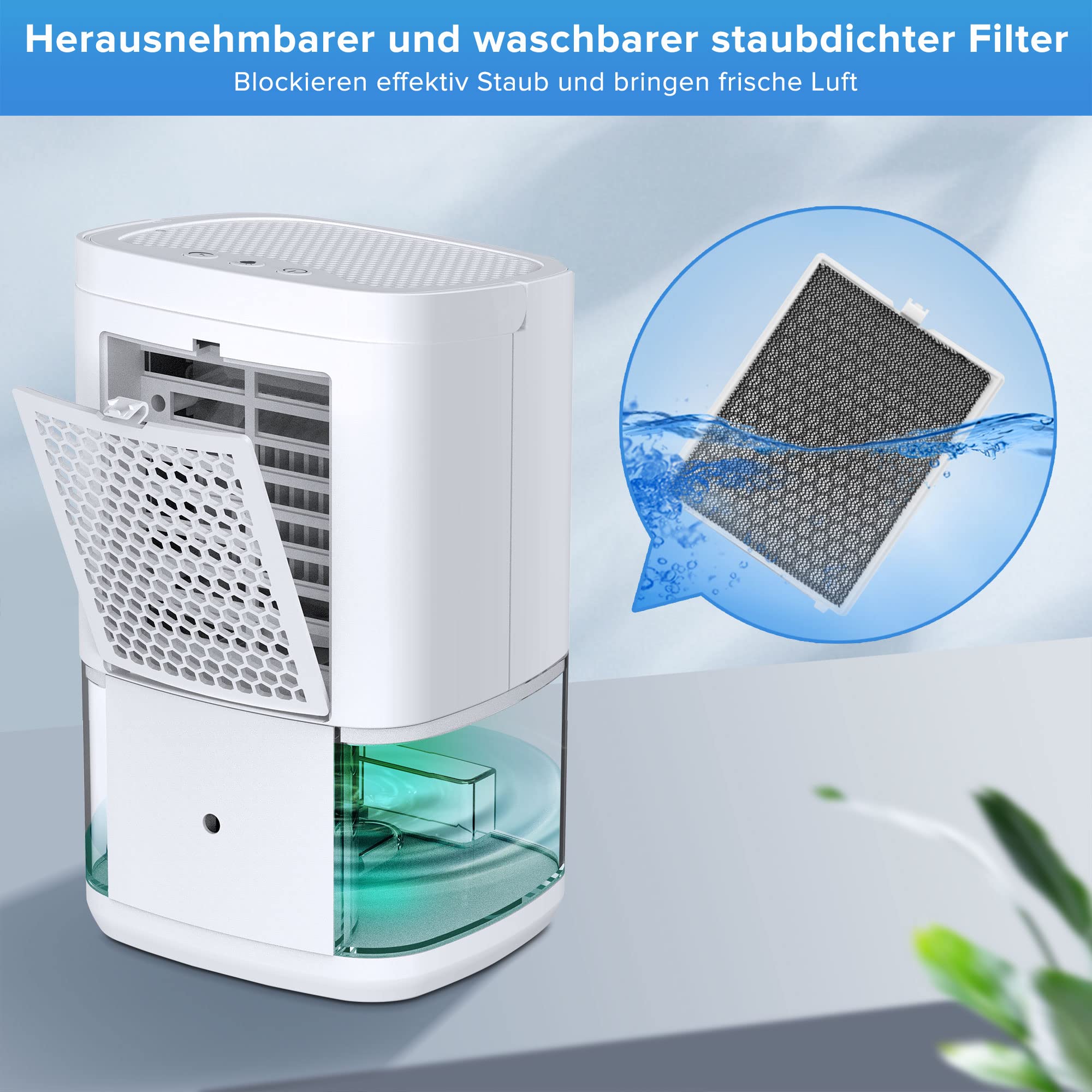 Elektrischer Entfeuchter Elektrischer Luftentfeuchter 1000ml - Leise & Mit LED-Beleuchtung Für Zuhause Mini Entfeuchter 1000ml