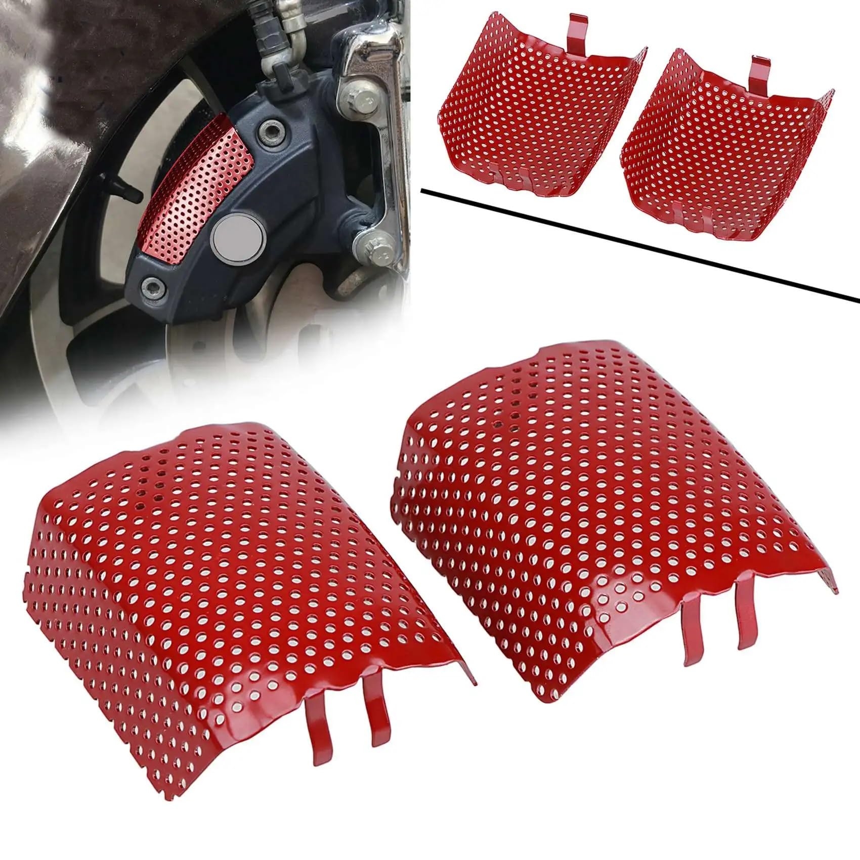 Caliper Bracket Radiator Cover Brake Cooling Mount Do Touring Road Glide King Limited V-Rod Red | Osłona przedniego zacisku zakłada osłonę zacisku hamulca