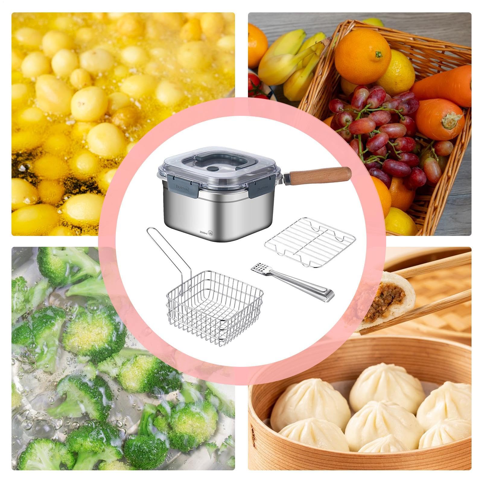 Utensilios de cocina para camping, juego de ollas y sartenes para | exteriores, freidora portátil, olla de gran capacidad, sartén cuadrada para camping, equipo de campamento ligero, maceta para