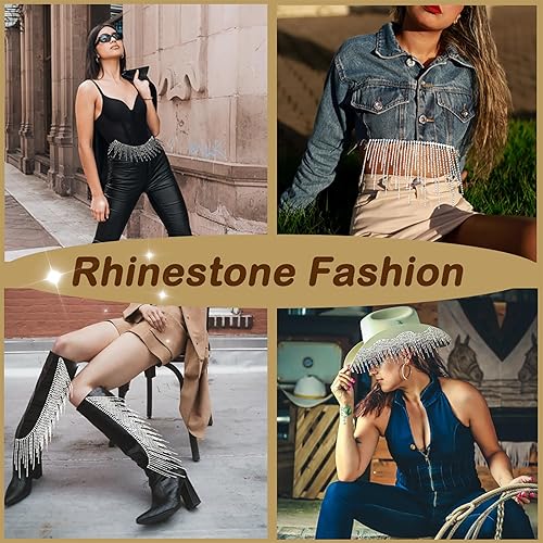 Miniatura 4 de Borde de flecos de diamantes de imitación con 2 pegamentos, borla de diamante brillante con purpurina para sombreros, ropa, bricolaje, plata