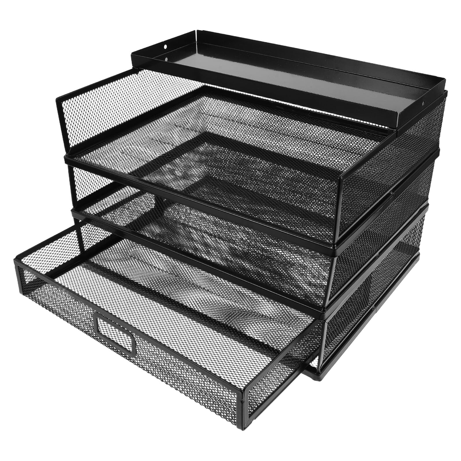 SUPVOX Organizer da Scrivania in Metallo a 3 Livelli con Cassetto Portadocumenti e Portariviste Multifunzione per Ufficio Organizer per Archiviazione File e Cartelle Salvaspazio per