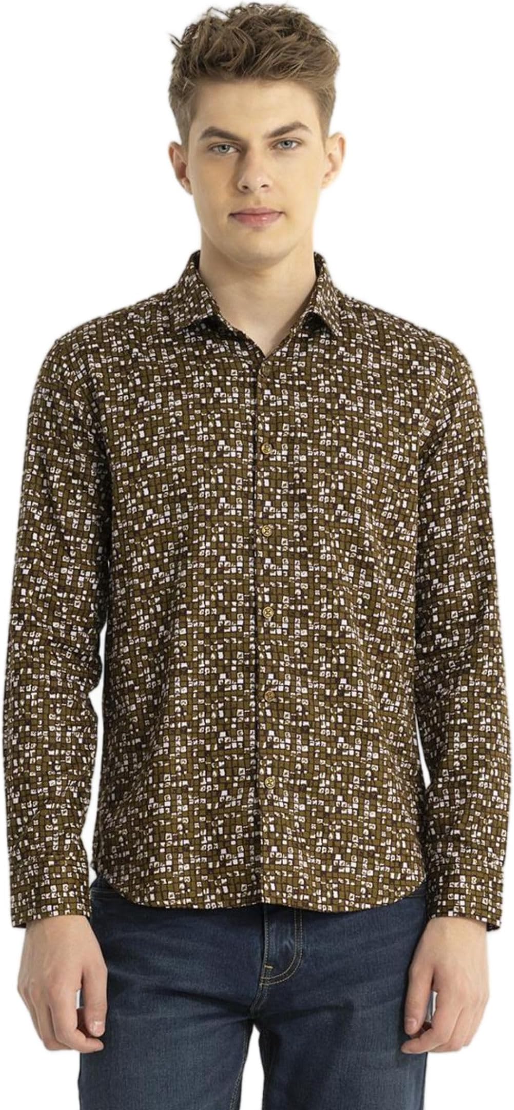 Gianni Brown Abstract Shirts